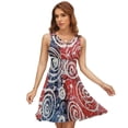thumbnail image 1 of Red And Blue Painting Women's Tank Dress V Neck Sleeveless Summer Sundress, 1 of 7