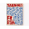 Fish Rad Wal Red And Blue Sardines Wall Art Print, Retro Coastal Fish Illustration ...