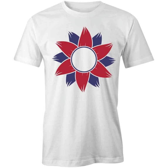 Red And Blue Sunflower T-Shirt | Pretty Flowers White Tee Gift