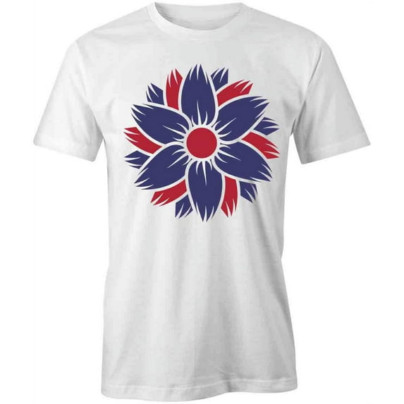 Red And Blue Sunflower T-Shirt | Pretty Flowers White Tee Gift