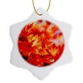 thumbnail image 1 of 3drose, Red and Gold Autumn Leaves at Backlight, 3 inch Snowflake Porcelain Ornament, 1 of 7