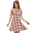 thumbnail image 1 of Red And Green Grid Dress Fashion Beach Long Dresses Female Party Printed Sundress, 1 of 7