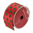 thumbnail image 1 of Northlight Shimmering Red and Green Polka Dot Christmas Wired Craft Ribbon 2.5" x 10 Yards, 1 of 3
