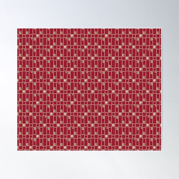 Red And Green Rectangle Retro Pattern Poster Wall Art, Modern Wall Decor For Living Room Bedroom, 12x18 UNFRAMED