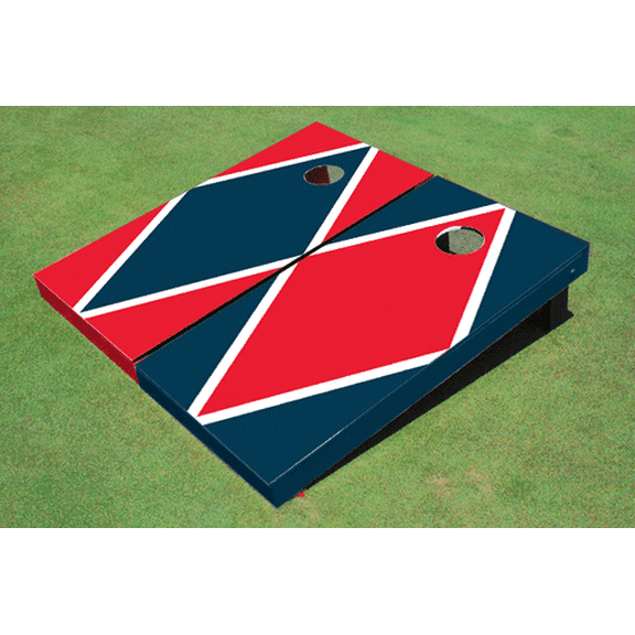 Red And Navy Alternating Diamond Custom Cornhole Board