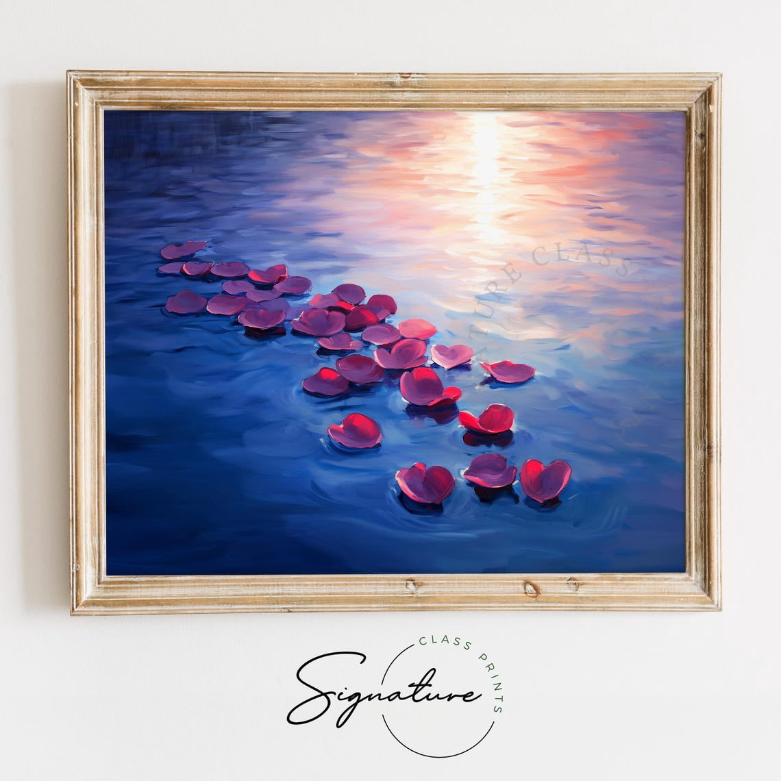 Red And Pink Rose Petals On Water Wall Art Print, Romantic Cottagecore ...