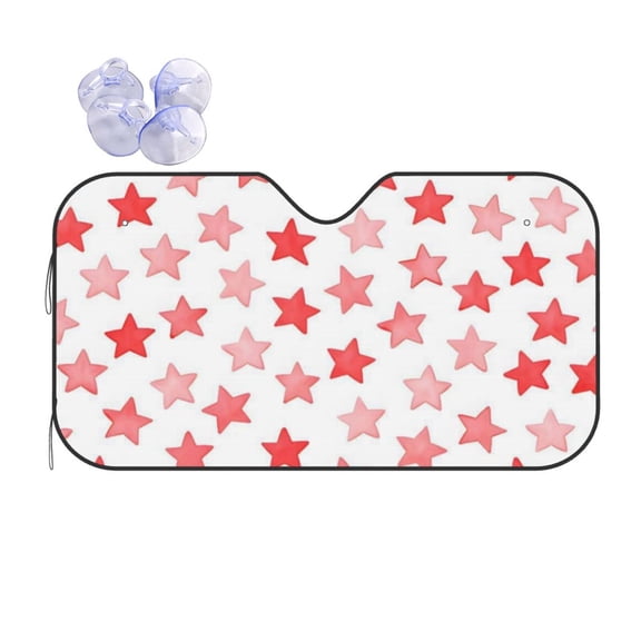 Red And Pink Star Car Windshield Sun Shade Universal Fit Auto Sun Visor Protector