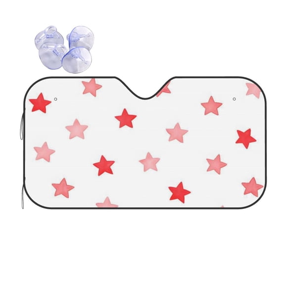 Red And Pink Star Car Windshield Sun Shade Universal Fit Auto Sun Visor Protector