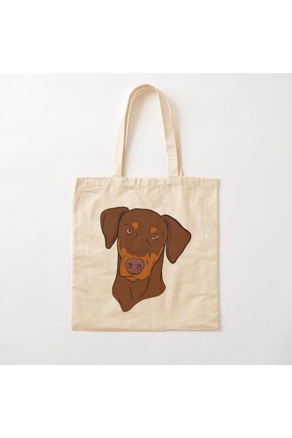 Red And Tan Doberman Canvas Tote Bags, Reusable Shopping Bag