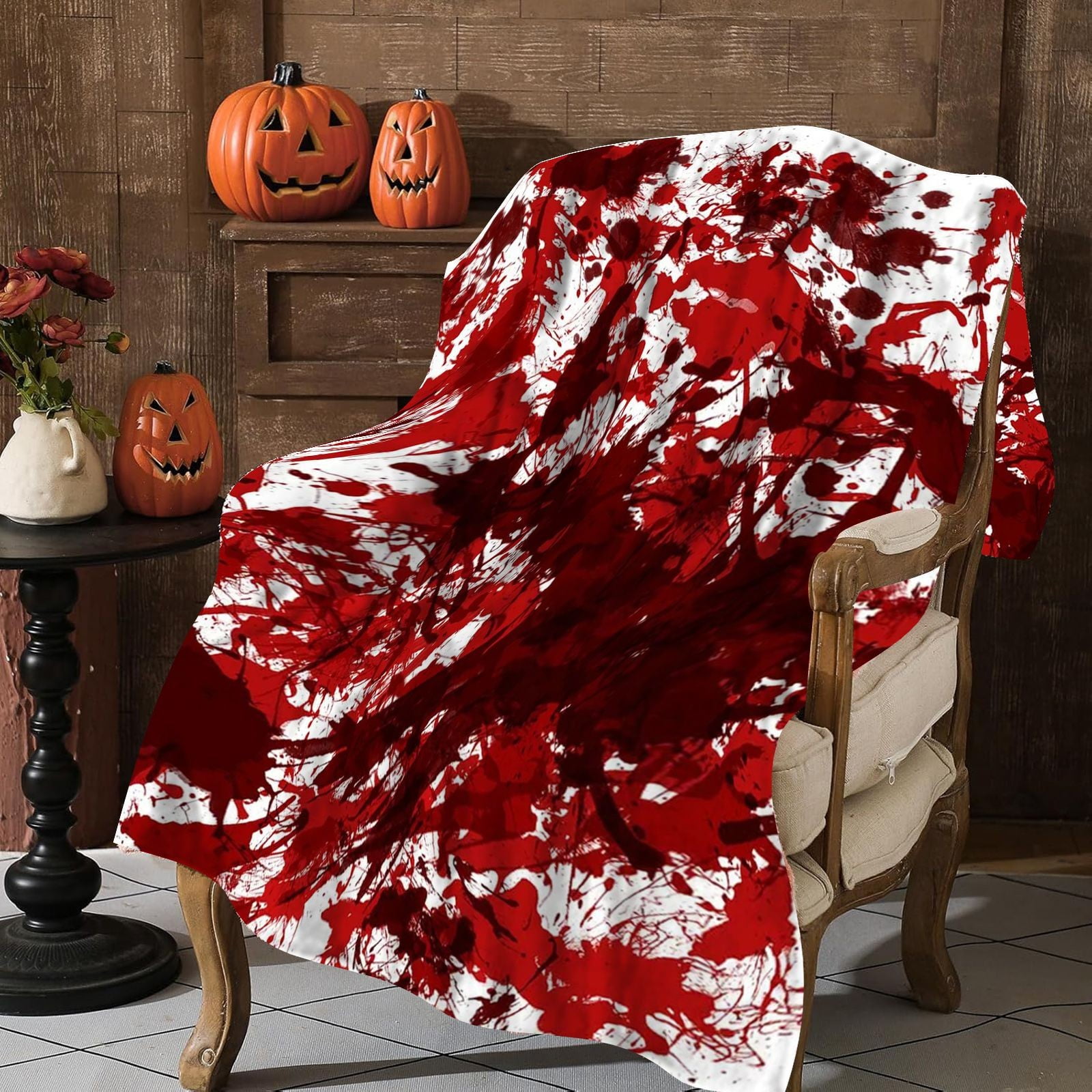 Red And White Blanket Autumn Plush Style Suitable For Bed Sofa Couch