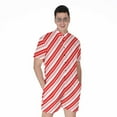 thumbnail image 1 of Red And White Candy Cane Stripe Short Sleeve Men'S Rompers Casual Summer Jumpsuits Outfit, 1 of 4