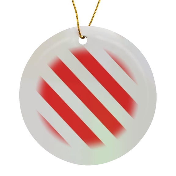 3drose, Red and White Candycane Diagonal Stripe Pattern - Candy Cane - Striped Stripy Bold Simple Modern, Circle Porcelain Ornament