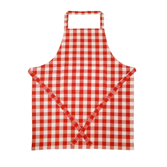 Red And White Checkered Cotton Apron