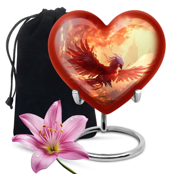 Red And White Head Phoenix Large Urns For Human Ashes Male & Female - Adult Urns For Human Ashes - Heart Shaped Urns - Memorial Urns For Human Ashes - Urns For Human Ashes Adult (Size-8inch)