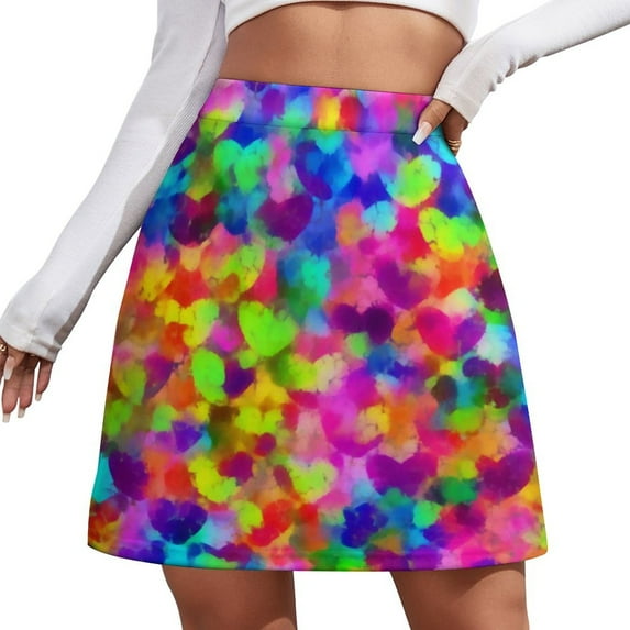 Red And White Heart Skirt Valentines Hearts Vintage Mini Skirts Summer High-waisted Graphi