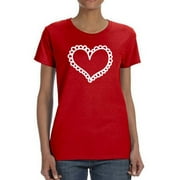 T-shirt Femme Imprimé Cœurs Rouges - Taille M - Coton été Casual - Neuf Sans étiquettes
