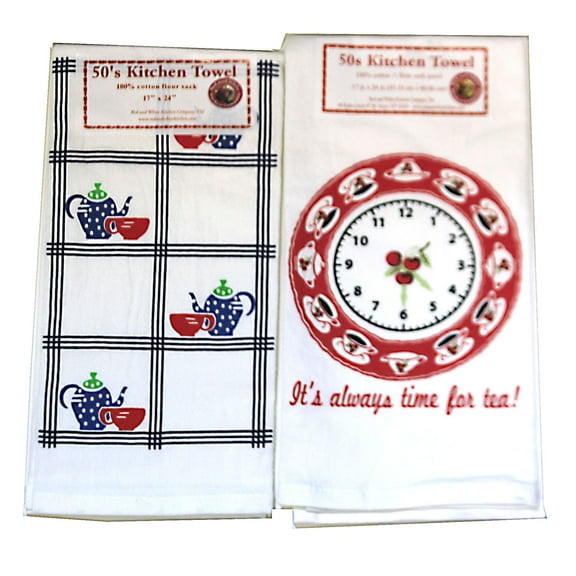 Red And White Kitchen 24.00In Tea Or Coffee Set / 2, Cotton, 100% Cotton Kitchen Vl117*Vl76