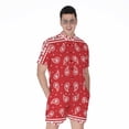 thumbnail image 1 of Red And White Paisley Bandana Short Sleeve Men'S Rompers, Bandana Pattern Casual Summer Jumpsuits Outfit, 1 of 4