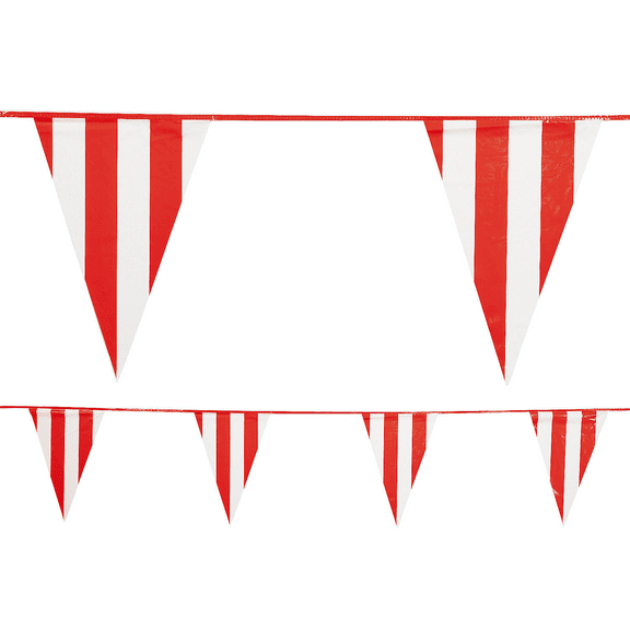 Red And White Pennant Banner (100Ft) - 1 Piece