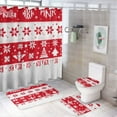 thumbnail image 1 of Red And White Snowflake Knit Pattern Shower Curtain Waterproof Bathroom Curtain Set with Hooks Home Decor Bathroom Curtains 4pcs, 1 of 6
