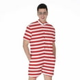 thumbnail image 1 of Red And White Striped Pattern Short Sleeve Men'S Rompers Casual Summer Jumpsuits Outfit, 1 of 4