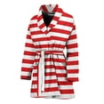 thumbnail image 1 of Red And White Striped Pattern Women Bathrobe One Size Univeral Fits Fashion Lightweight Plush Fleece Long Robe For Women, 1 of 3