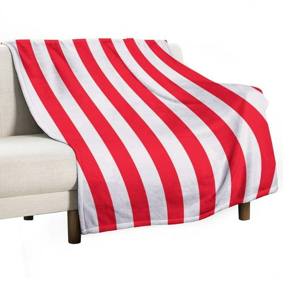 Red And White Vertical Stripes Soft Print Blanket Throw Blankets Warm Cozy Lightweight Couch Blanket Stuff Gifts for Women Mom Teens