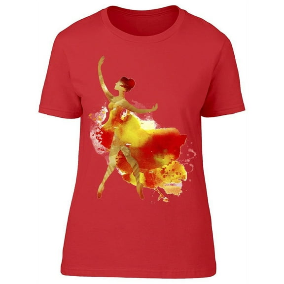 Red And Yellow Ballerina T-Shirt Women -Image by Shutterstock, Female Small