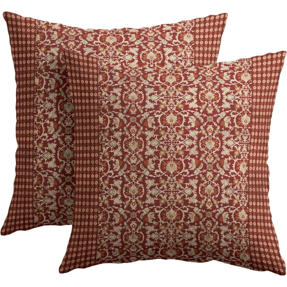 Red Antique Pillow Covers 20x20 Inch Vintage Floral Block Print Decorative Throw Pillows Set of 2 Retro Turkish Pillowcases for Couch Indoor Outdoor Home Decor