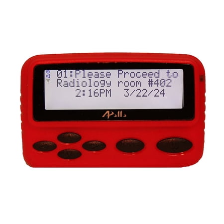 Red Apollo Pilot AP900 Alphanumeric Pager Caller ID 6 Key Navigation, (UHF 430~470)