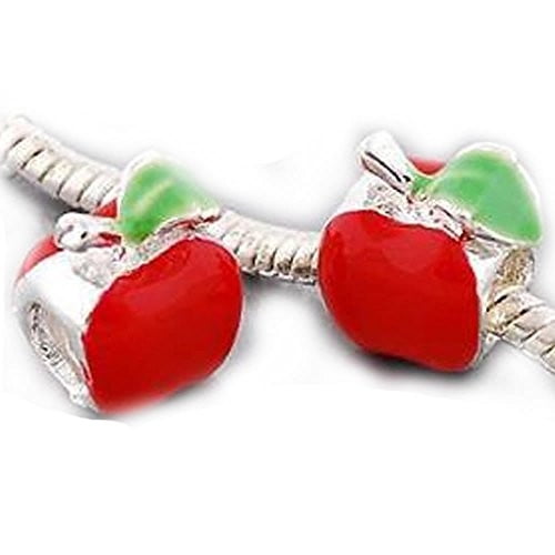 Red Apple Charm European Bead Compatible for Most European Snake Chain Bracelet