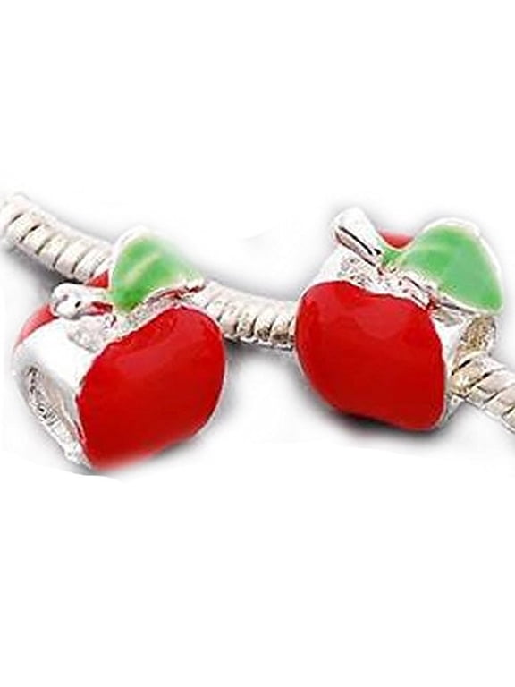 Red Apple Charm European Bead Compatible for Most European Snake Chain Bracelet