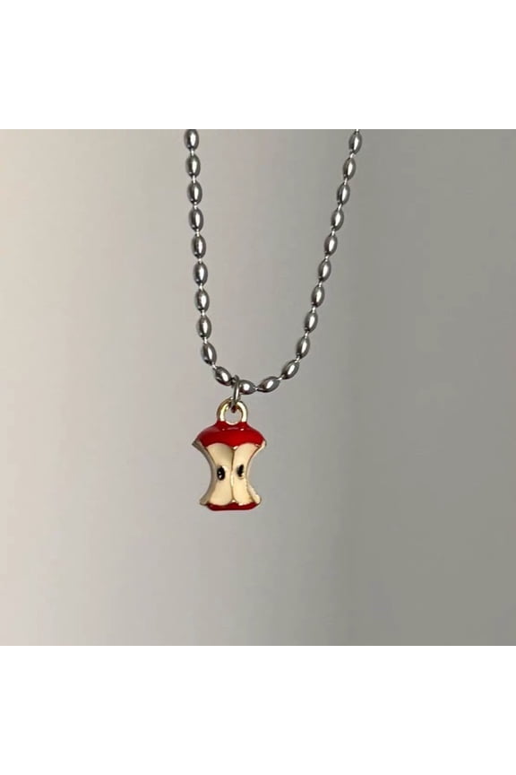 Red Apple Core Necklace Fruit Pendant Fairy Tale NI05 Teacher Education School Gift
