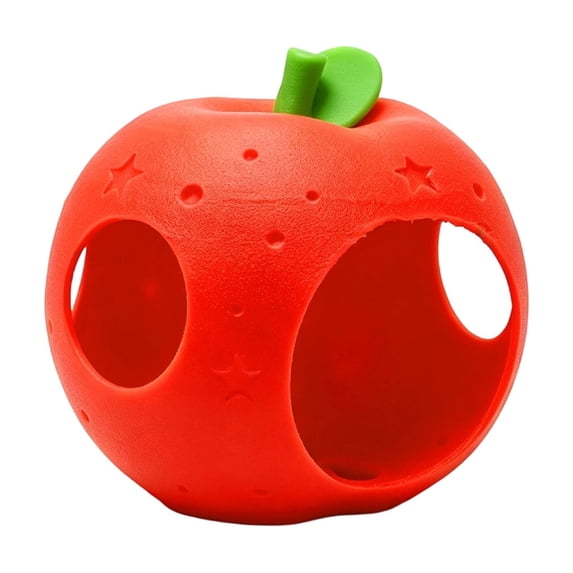 Red Apple Fish Tank Hideout with 3D Printed Dual Hole Design, 1 Piece, Red with Green Leaf, for Betta and Shrimp Tanks, Aquarium Cave Decoration