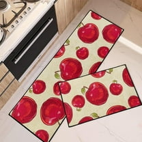 Red Apple Home Kitchen Rugs and Mats Non Skid Washable Set of 2, Farmhouse Apples Kitchen Mats for Floor, Vintage Kitchen Runner Rug, Fruits Kitchen Decor