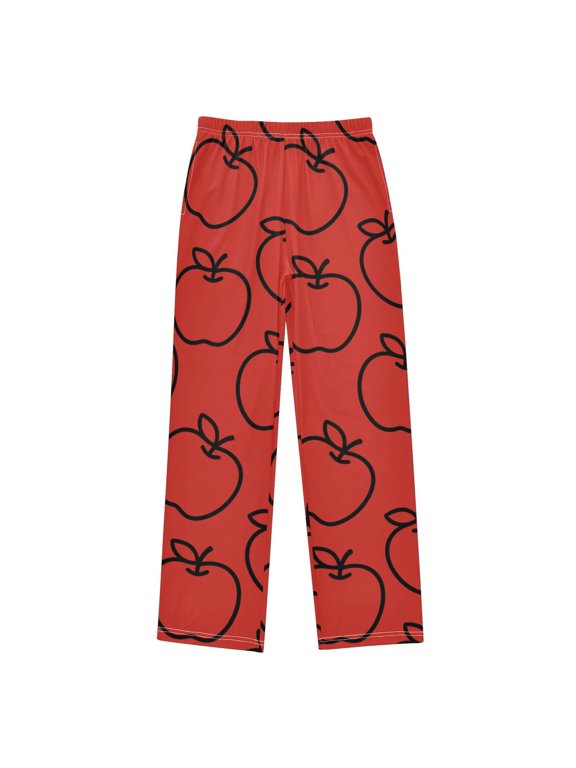 Red Apple Pattern Pajama Pants Soft Lightweight Lounge Pants Bottoms Sleep Pants Warm Comfy