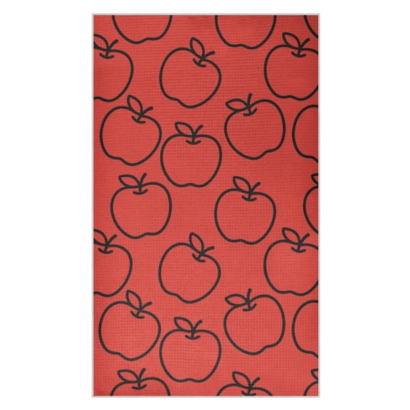 Red Apple Pattern Waffle Kitchen Towels 18x30 in Soft Absorbent Quick Dry Dishcloths