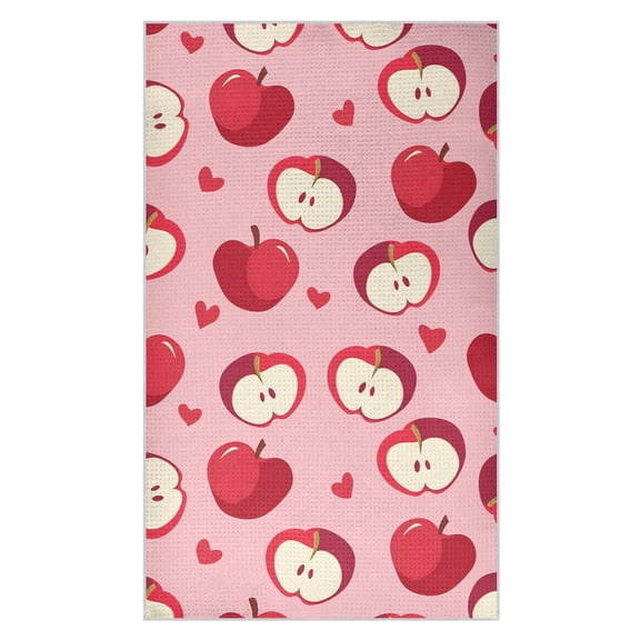 Red Apple Pattern Waffle Kitchen Towels 18x30 in Soft Absorbent Quick Dry Dishcloths