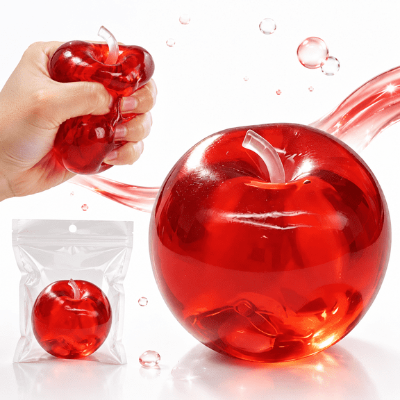 Red Apple Squishy Toy, Slushy Apple Squeeze Toy with Maltose-Style Filling, Soft Handheld Fidget Toy for Tactile Play, Desk Decor and Novelty Gift