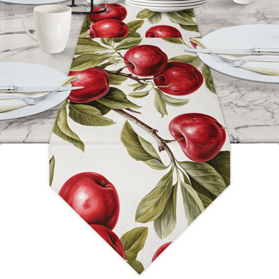 Red Apple Table Runner 60 Inches Long Decorative Linen Table Runners Rustic Farmhouse Table Runner Seasonal Spring Home Decor 13 x 60 Inches