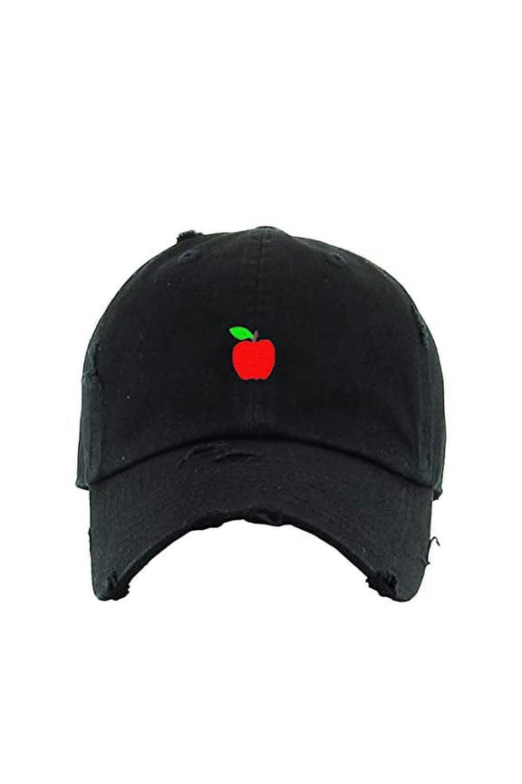 Red Apple Vintage Baseball Cap Embroidered Cotton Adjustable Distressed Dad Hat