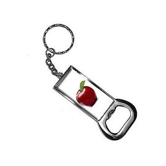 Red Apple With Leaf Bottle Opener Keychain