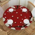 thumbnail image 1 of Red Apples Elastic Round Tablecloth, Simple Polka Dots Apples Fitted Tablecloths for Round Table, 1 of 8