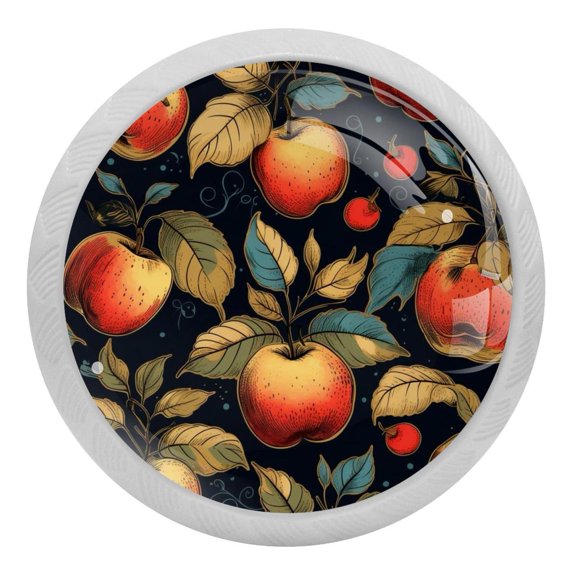 Red Apples Fruit Glow in The Dark Crystal Glass Cabinet Knobs 4 Pcs Drawer Handles for Kitchen Cabinets Dresser Cupboard Wardrobe
