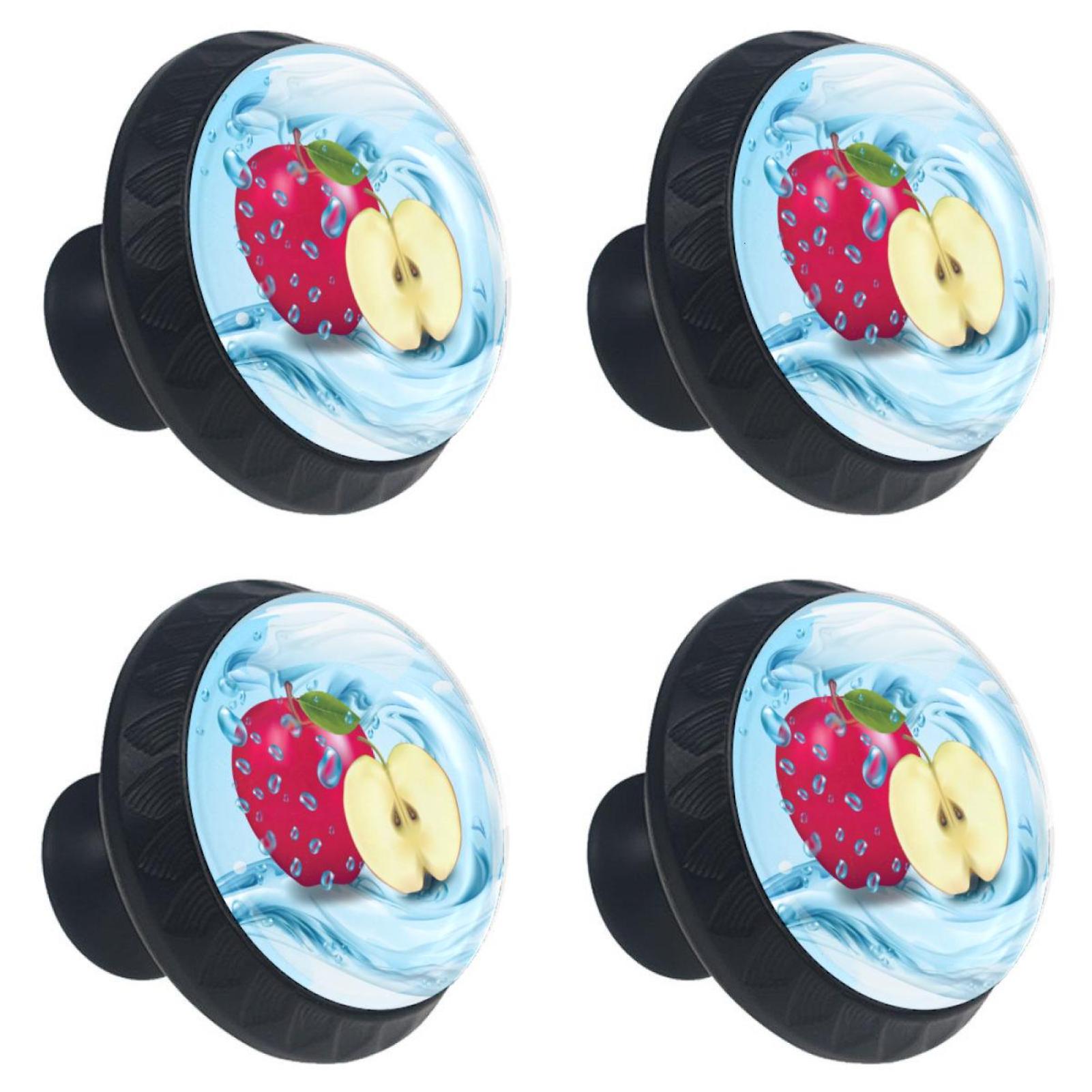 Red Apples Fruit Realistic Set of 4 DIY Handle Wardrobe Kitchen