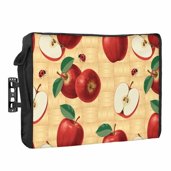 Red Apples Outdoor TV Cover 40 to 43 inch Weatherproof Waterproof, Country Fruits Ladybug Farmhouses Plaid TV Enclosures with Remote Control Pocket Flat Screen Protector for Outside
