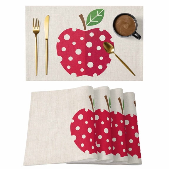 Red Apples Placemats Set of 4 Watercolor Botanical Modern Abstract Art Place Mats Indoor Wipeable Table Mats Washable Cloth Dining Table Placemats for Kitchen Holiday Party Home Decor 13x19 Inch
