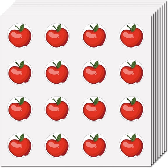 Red Apples Sticker Small Shape Stickers Plastic Waterproof Adhesive Round Dot Cartoon Fruit Planner Stickers Decals for DIY Crafts Scrapbooking