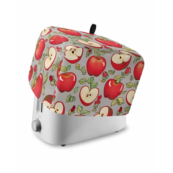 Red Apples Toaster Cover 4 Slice, Large Kitchen Appliance Covers, Modern Art Watercolor Toaster Oven Cover with Loop, Bread Machine Cover Polyester Dust Cover Protection