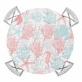 thumbnail image 1 of Red Aqua Coastal Round Tablecloth for 45-54 Inch Tables,Fitted Table Cover with Elastic Edge,Sea Turtle Nautical Coral Summer Beach Waterproof Outdoor Table Cloth Protector for Patio Garden Dinner, 1 of 9